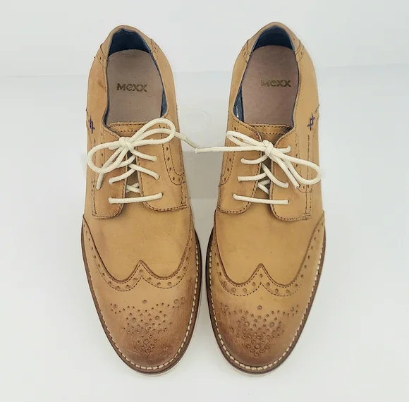 Mexx Tan Leather Women's Wingtip Brogue Shoes - Picture 1 of 13